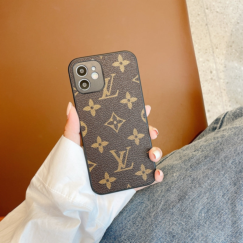 LV Classic Logo Leather iPhone Cases