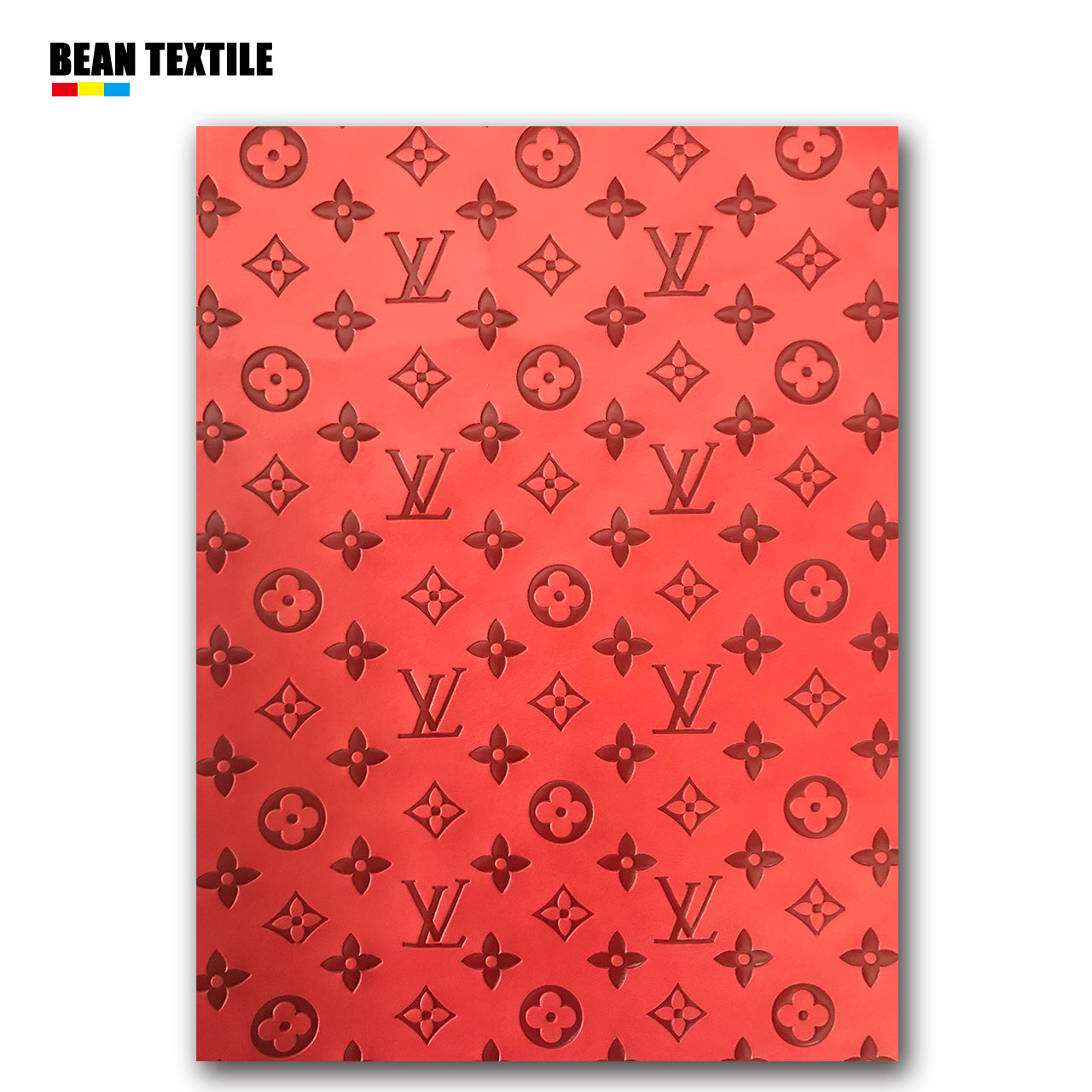 Soft red embossed lv vinyl fabric for sale