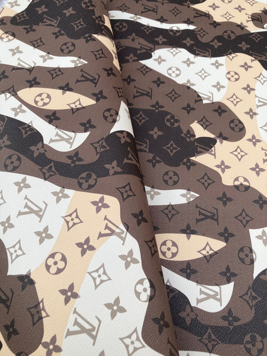 Custom Leather Brown Camouflage LV Monogram for DIY Sewing Sneakers