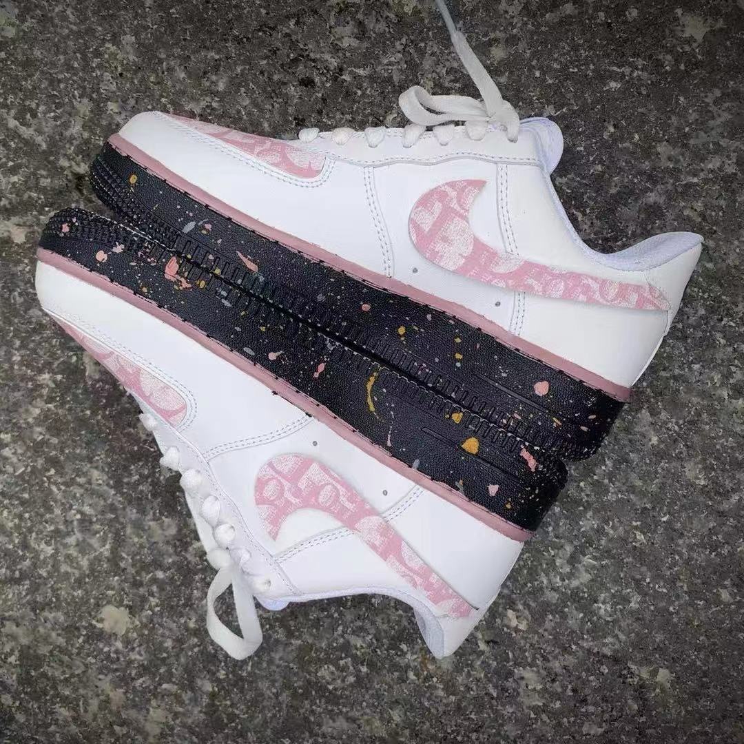 Hand-painted Pink Custom Sneakers Air Force One for Man