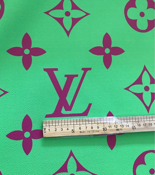 Colorful Big Letter LV Leather Vinyl Fabric for Bag