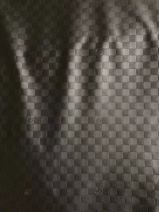 Textured Black Embossed LV Damier Check Soft Leather