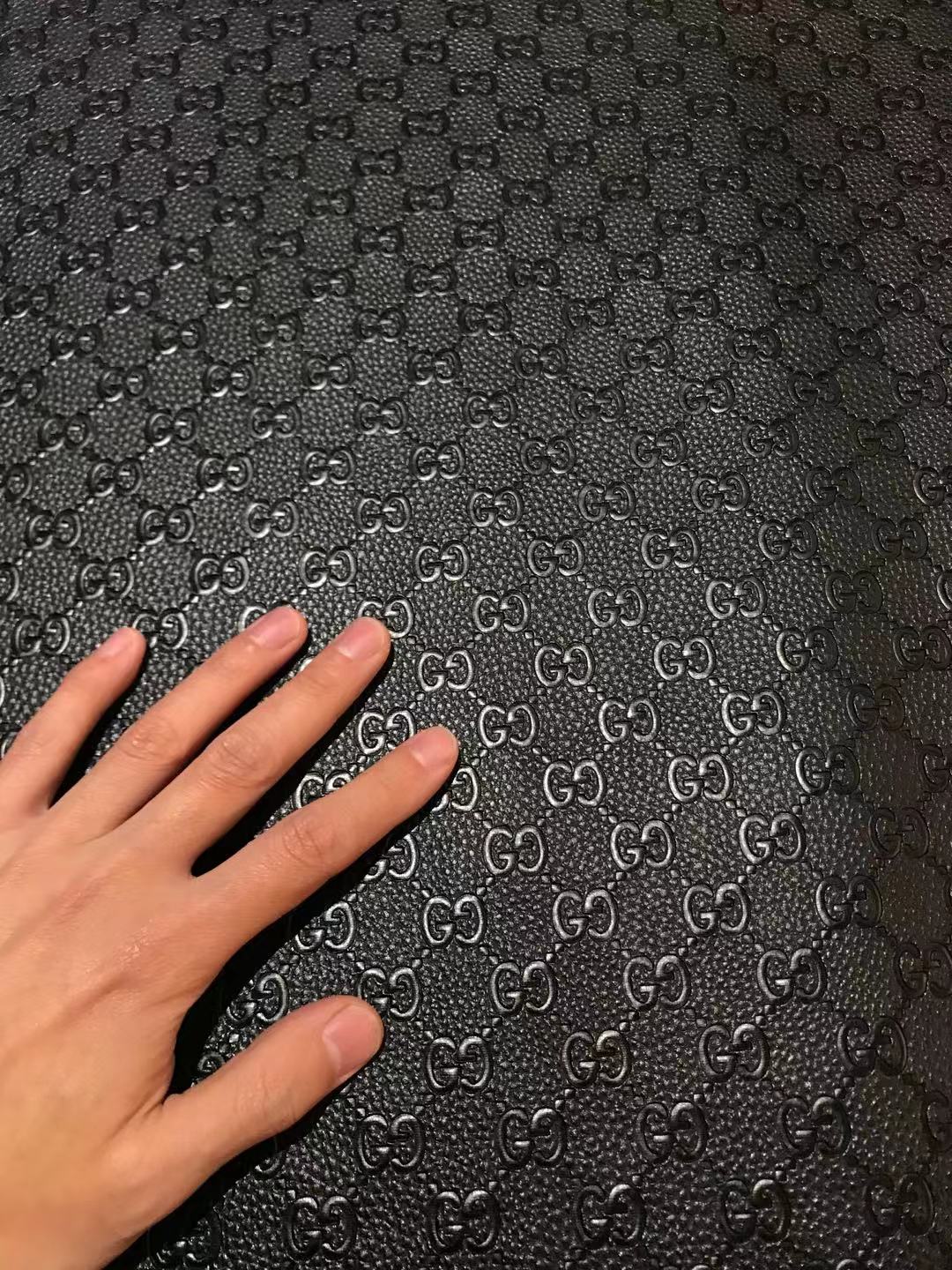 Black Embossed GG Leather Fabric