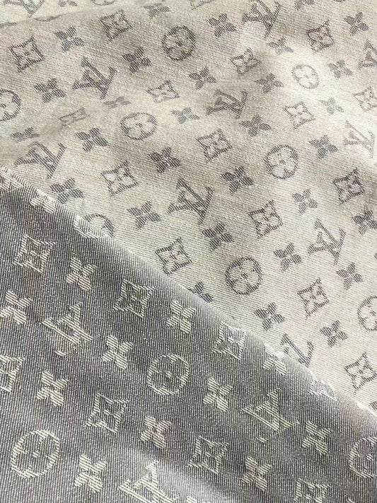 Soft Cotton White Grey LV Denim Fabric for Clothing Custom Shoes