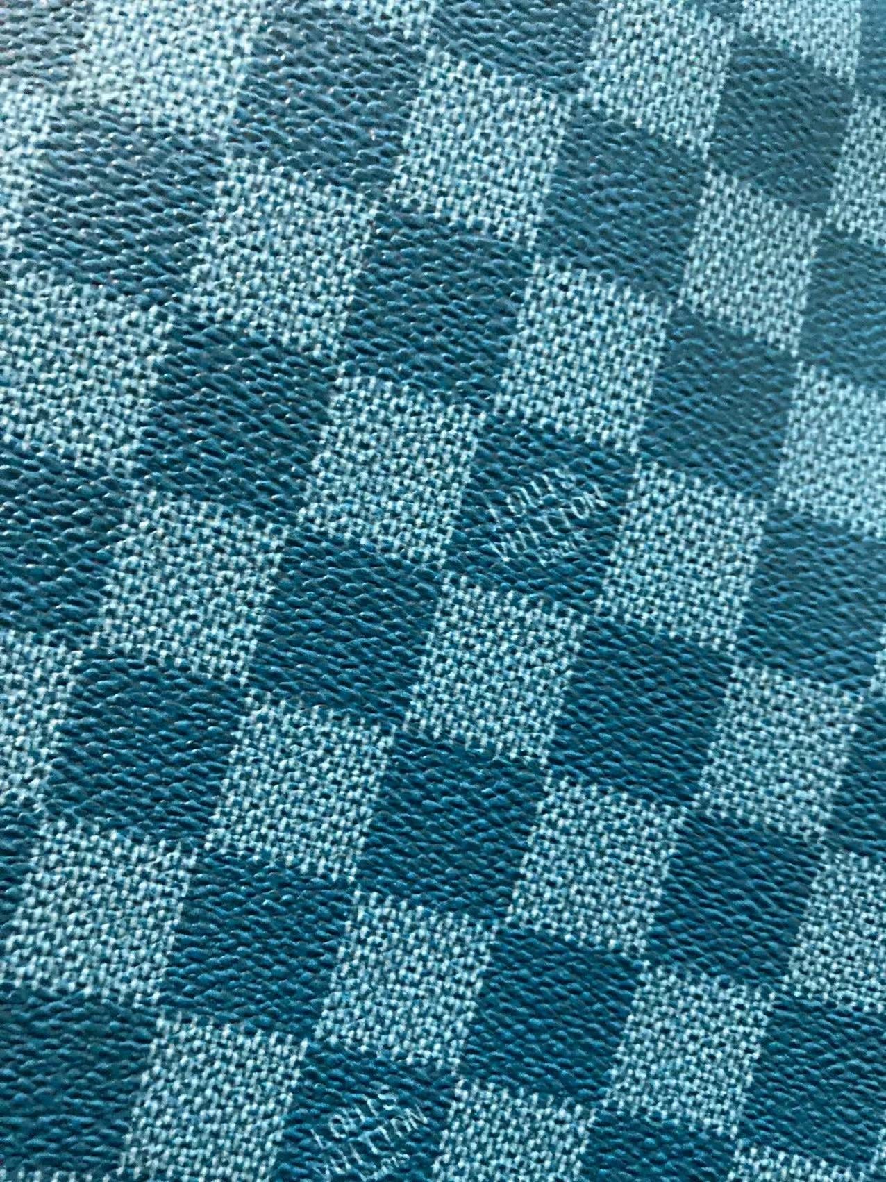 Dirty Blue Damier Check LV Leather for Bag Wallet