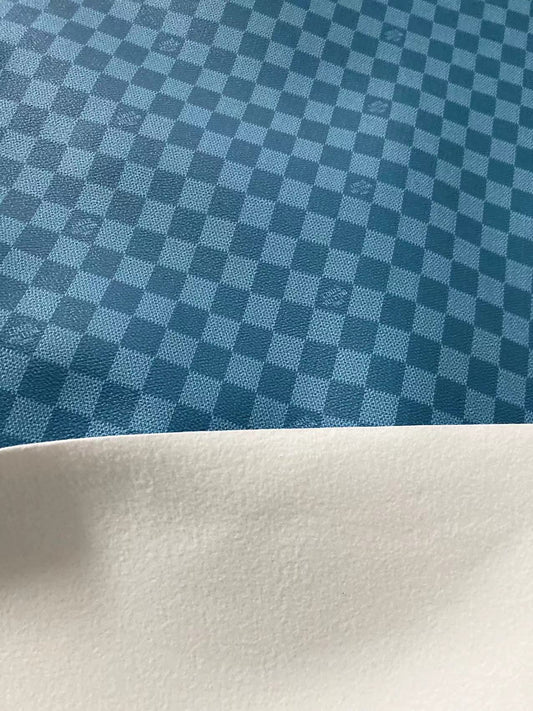 Dirty Blue Damier Check LV Leather for Bag Wallet