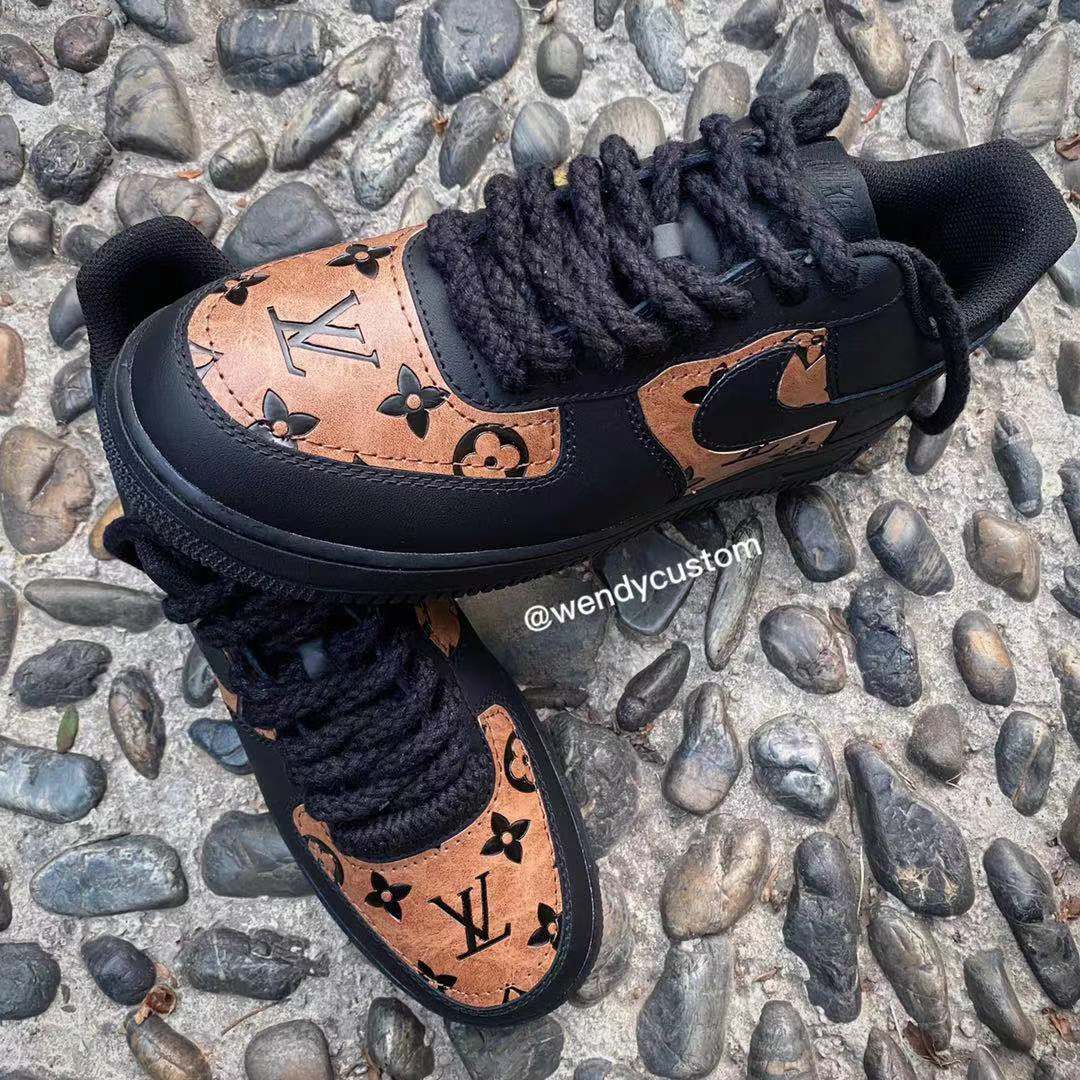 Brown Full LV Leather Air Force One Custom Sneaker for Woman – WendyCustom
