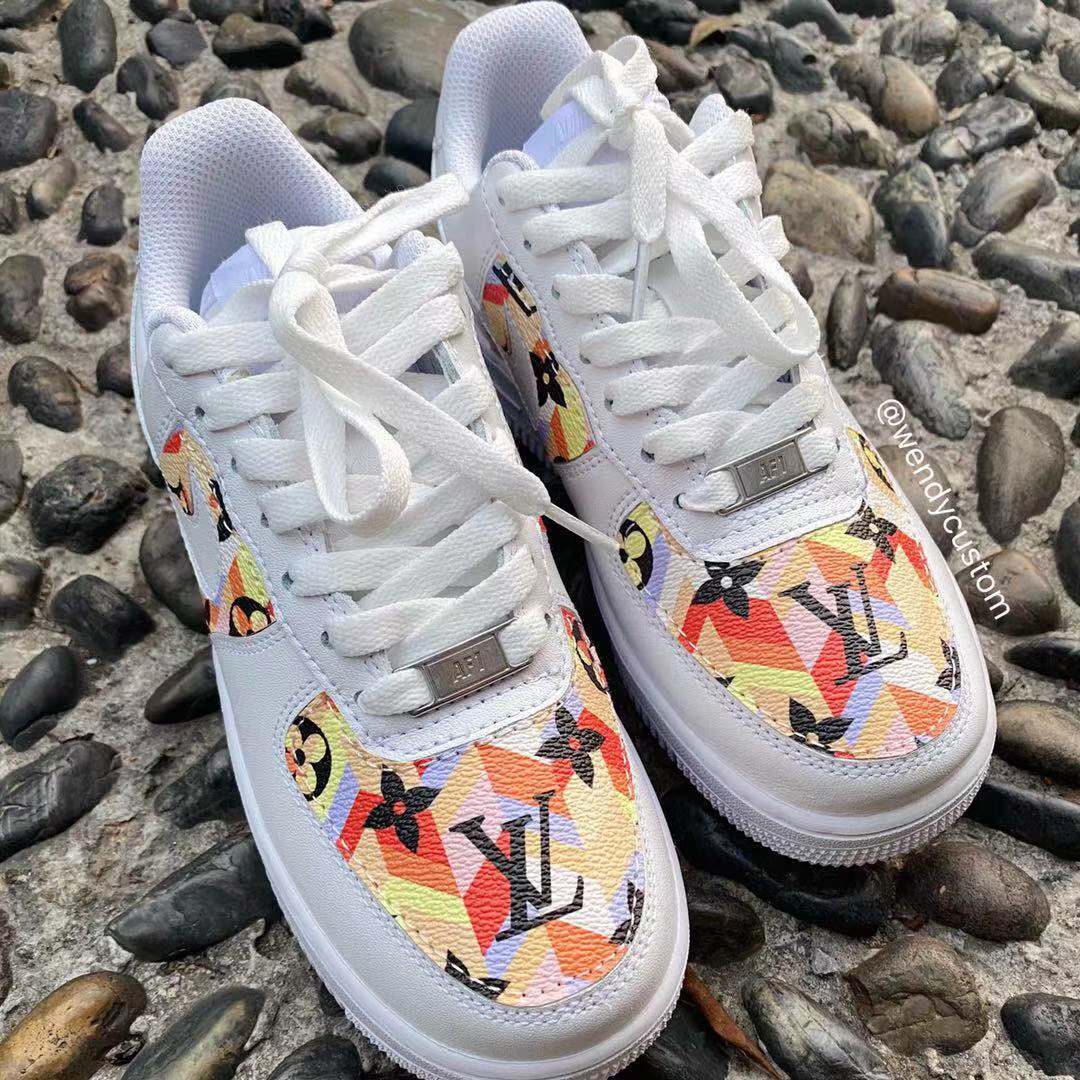 Colorful Bright LV Leather Custom Sneaker Air Force One for Man