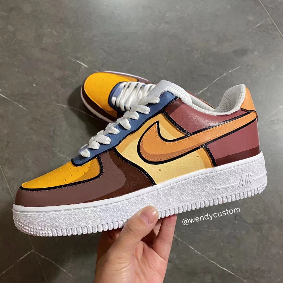 Hand-Painted Colorful Shadow Air Force One AF1 Sneakers for Man