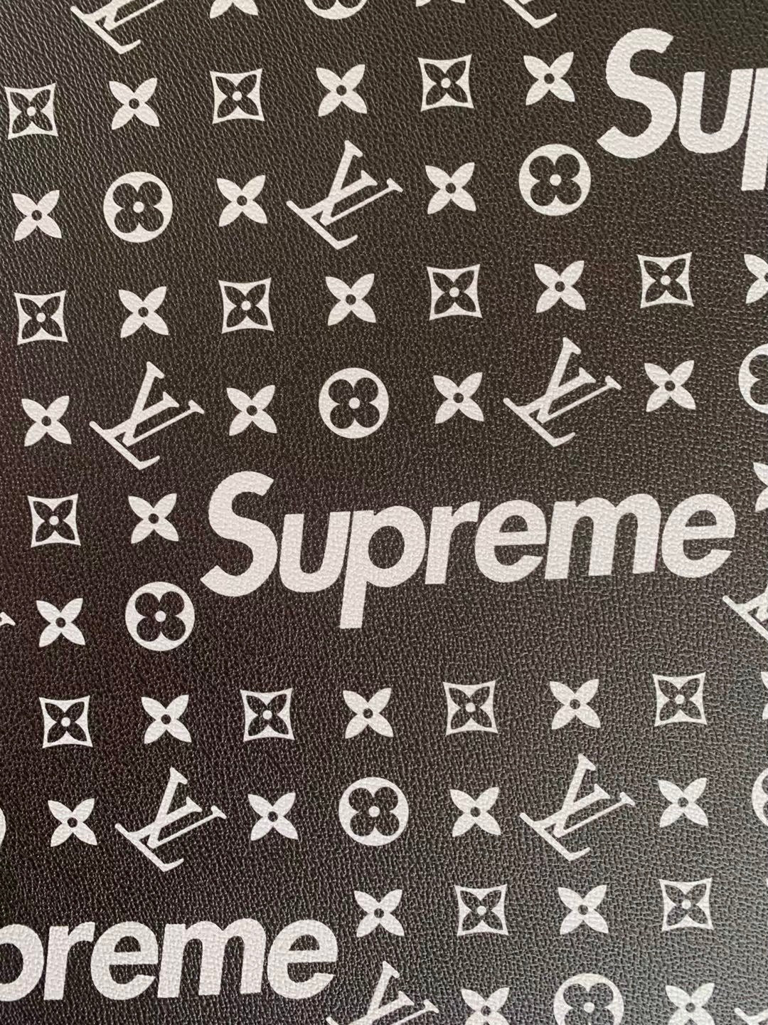 Custom Handcraft Black White Supreme LV Vinyl Leather for Sneakers Upholstery