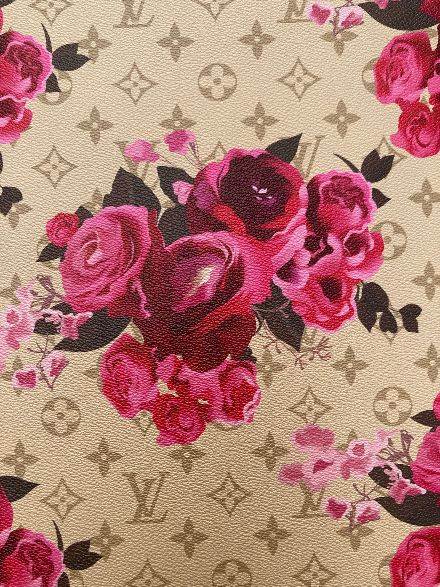 Custom Handmade Designer Leather Fabric LV Rose