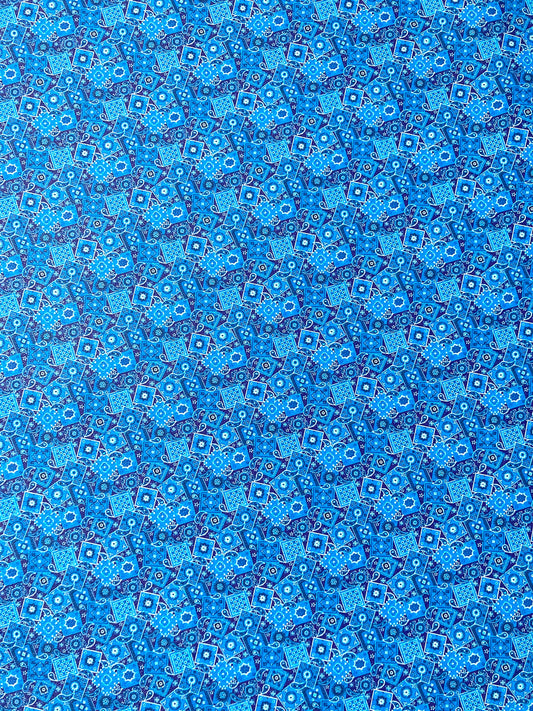 Blue Bandana Custom Designer Faux Leather by Yard Material for Sneakers Upholstery