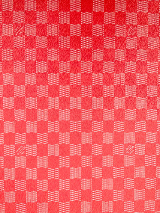 Red Damier Handmade Vinyl For Custom Sneakers Upholstery