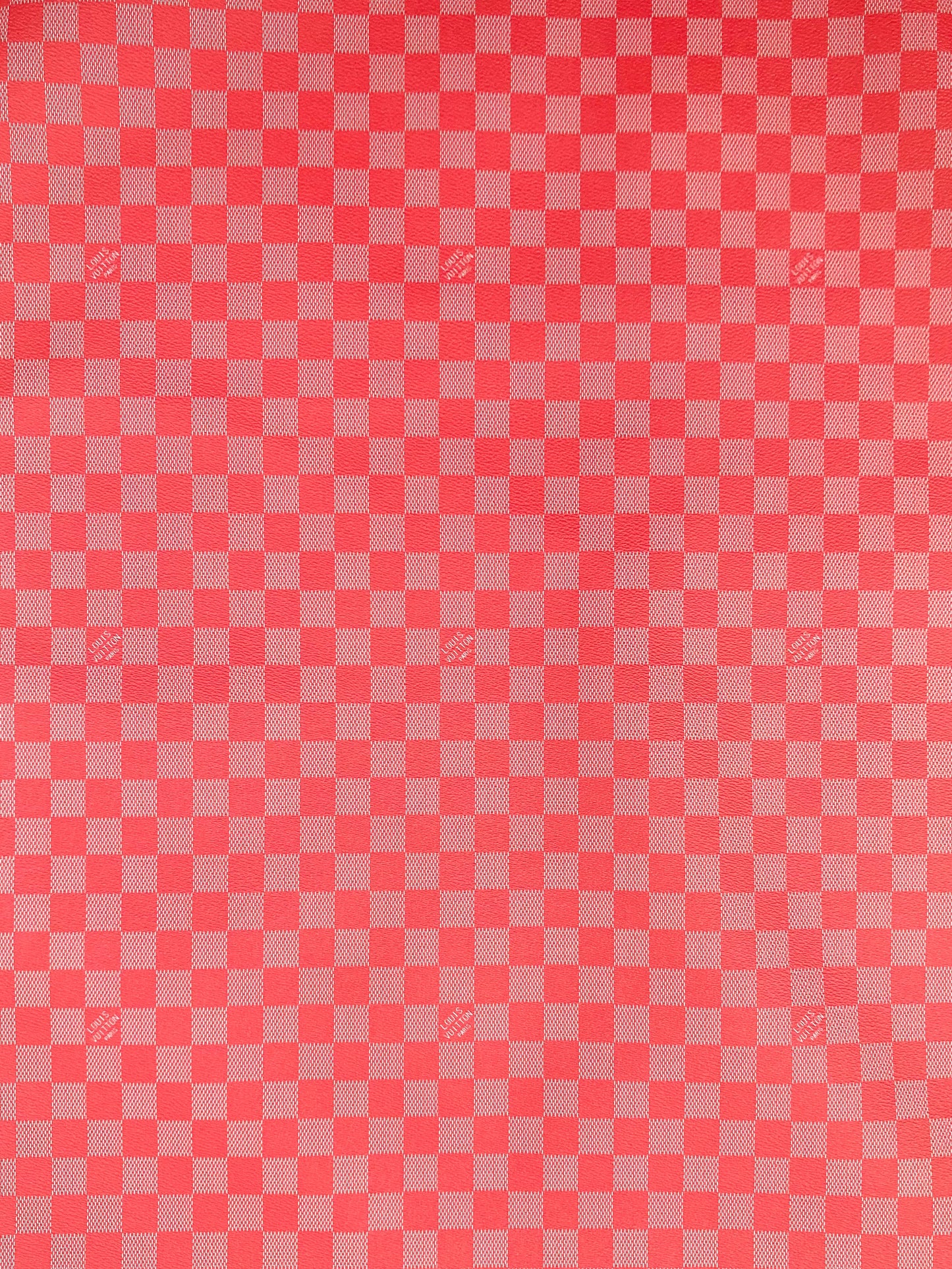 Red Damier Handmade Vinyl For Custom Sneakers Upholstery