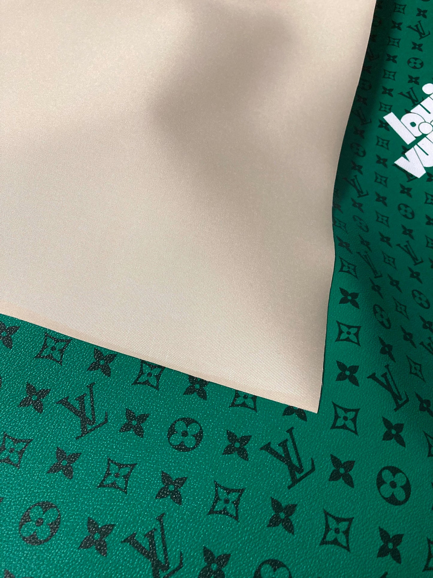 Green LV White Letter Customize Leather for Bag