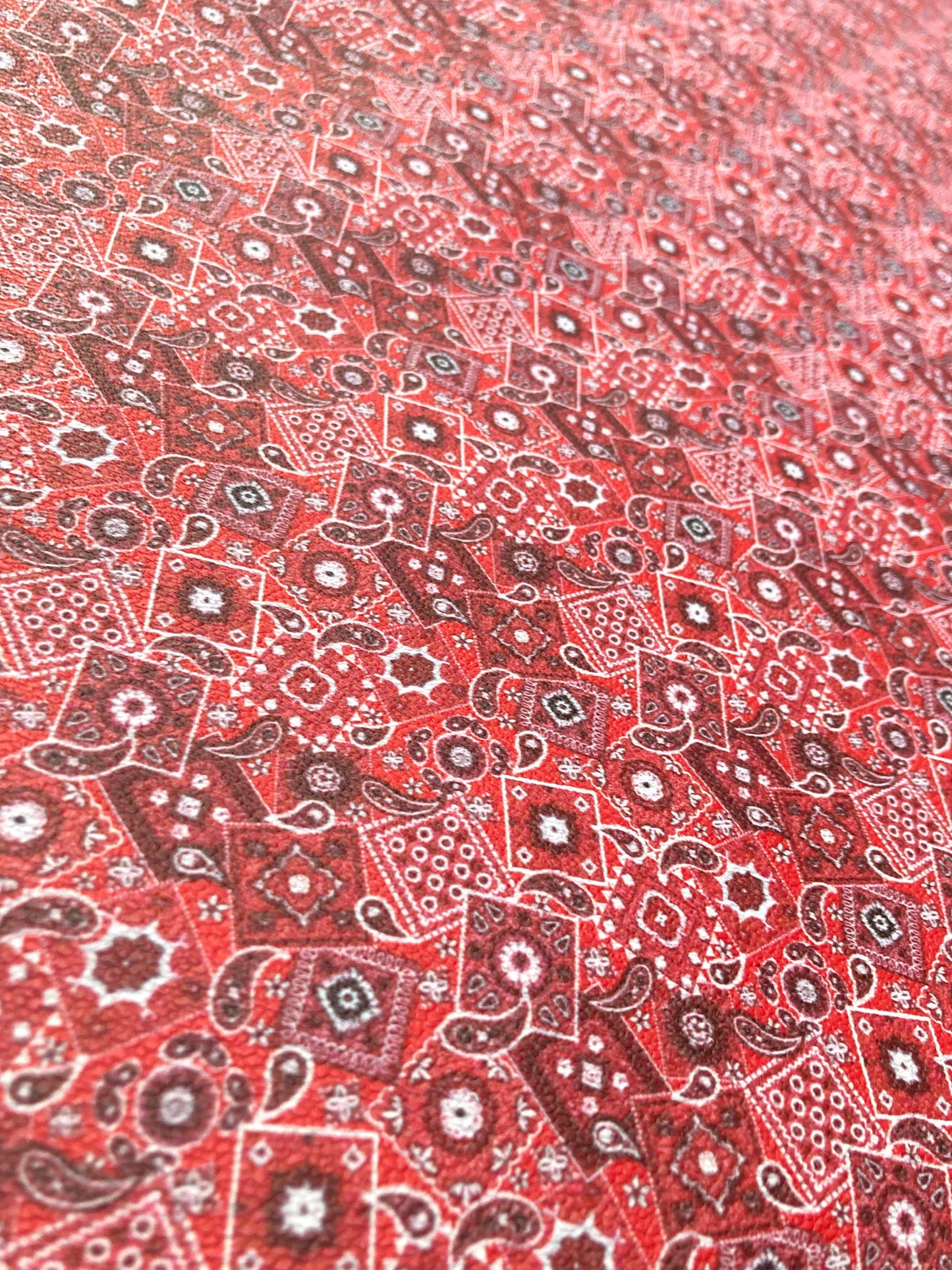 Red Bandana Custom Designer Leather Material for Sneakers Upholstery