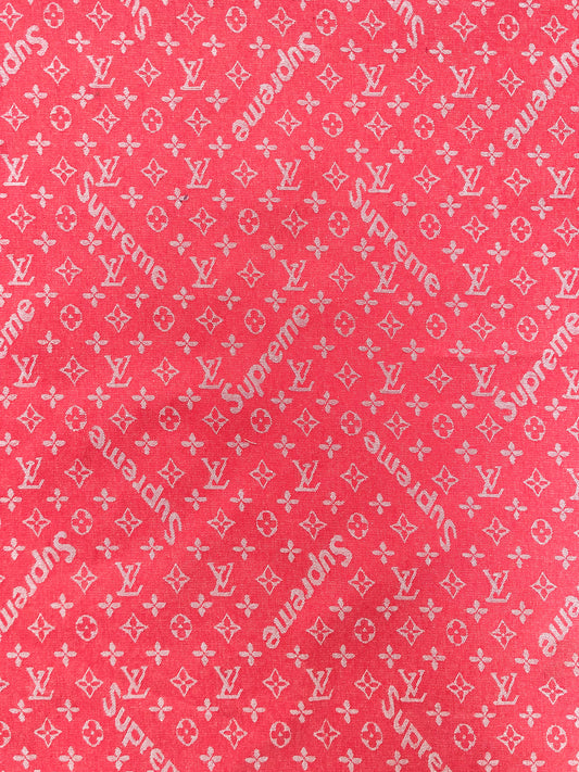 Sewing Fabric Red Supreme LV Denim Jean Material