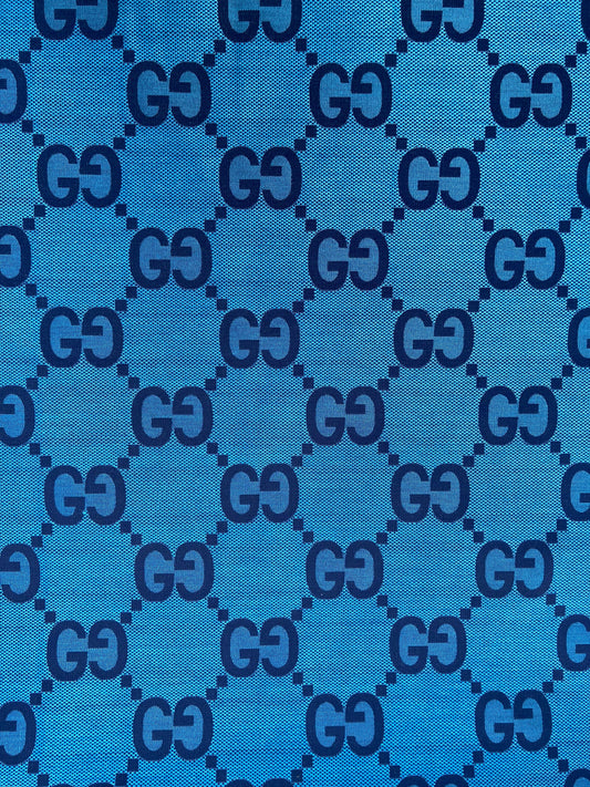 Handcraft Cotton Fabric Blue Big Gucci GG Material for Custom Suit