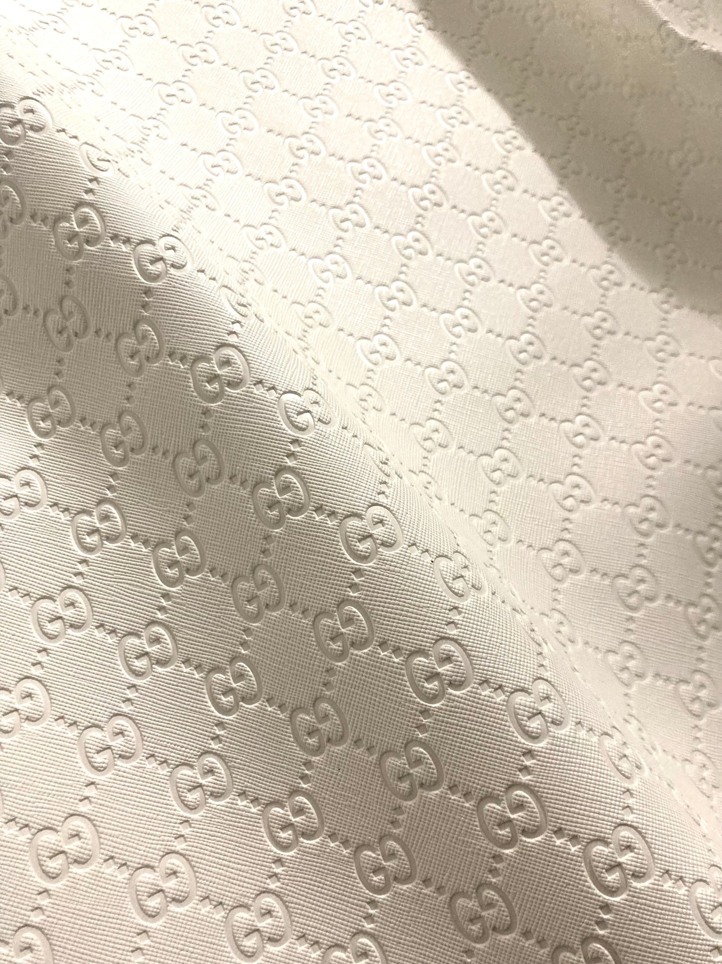 Custom Handmade Leather White Embossed Gucci for Sneaker Upholstery