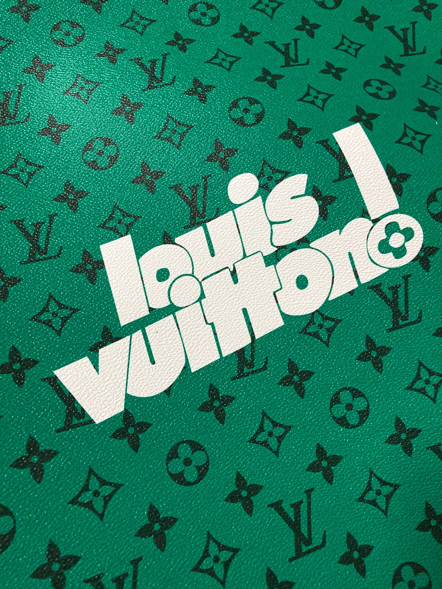 Green LV White Letter Customize Leather for Bag