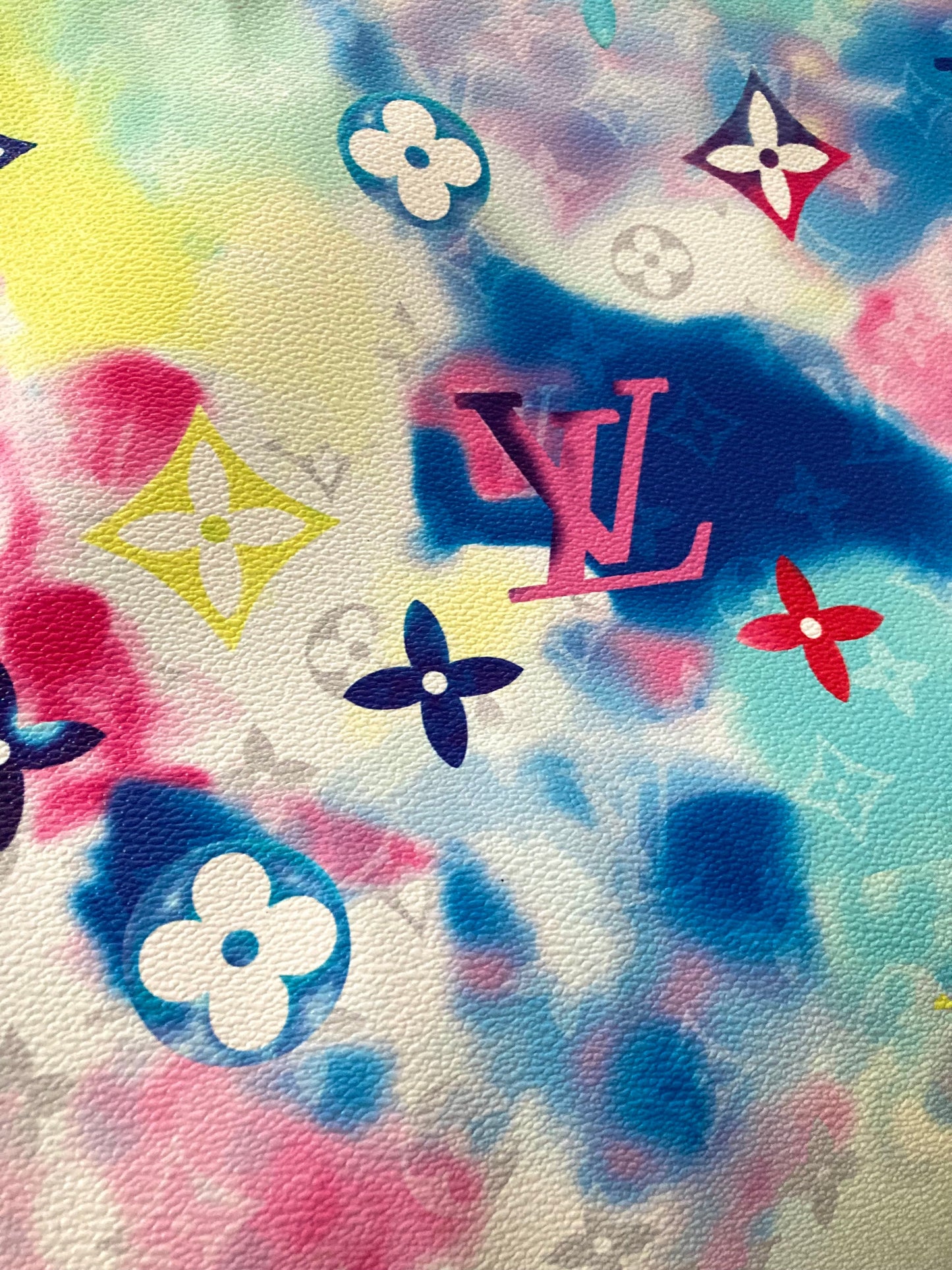 New Summer Watercolor Ink LV Leather for Custom Bag