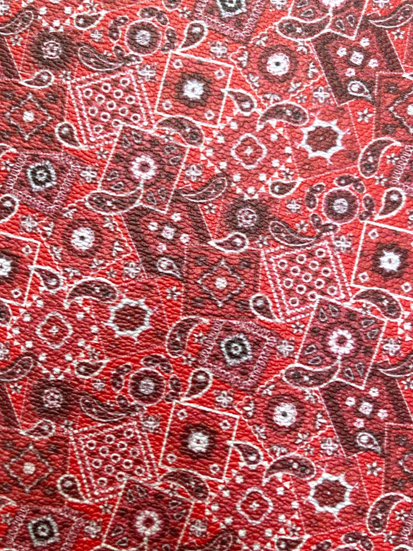 Red Bandana Custom Designer Leather Material for Sneakers Upholstery