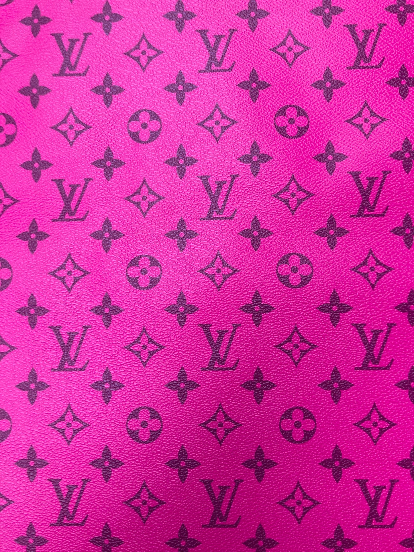 Handmade Custom Hot Pink LV Leather Fabric Material for DIY Project Upholstery
