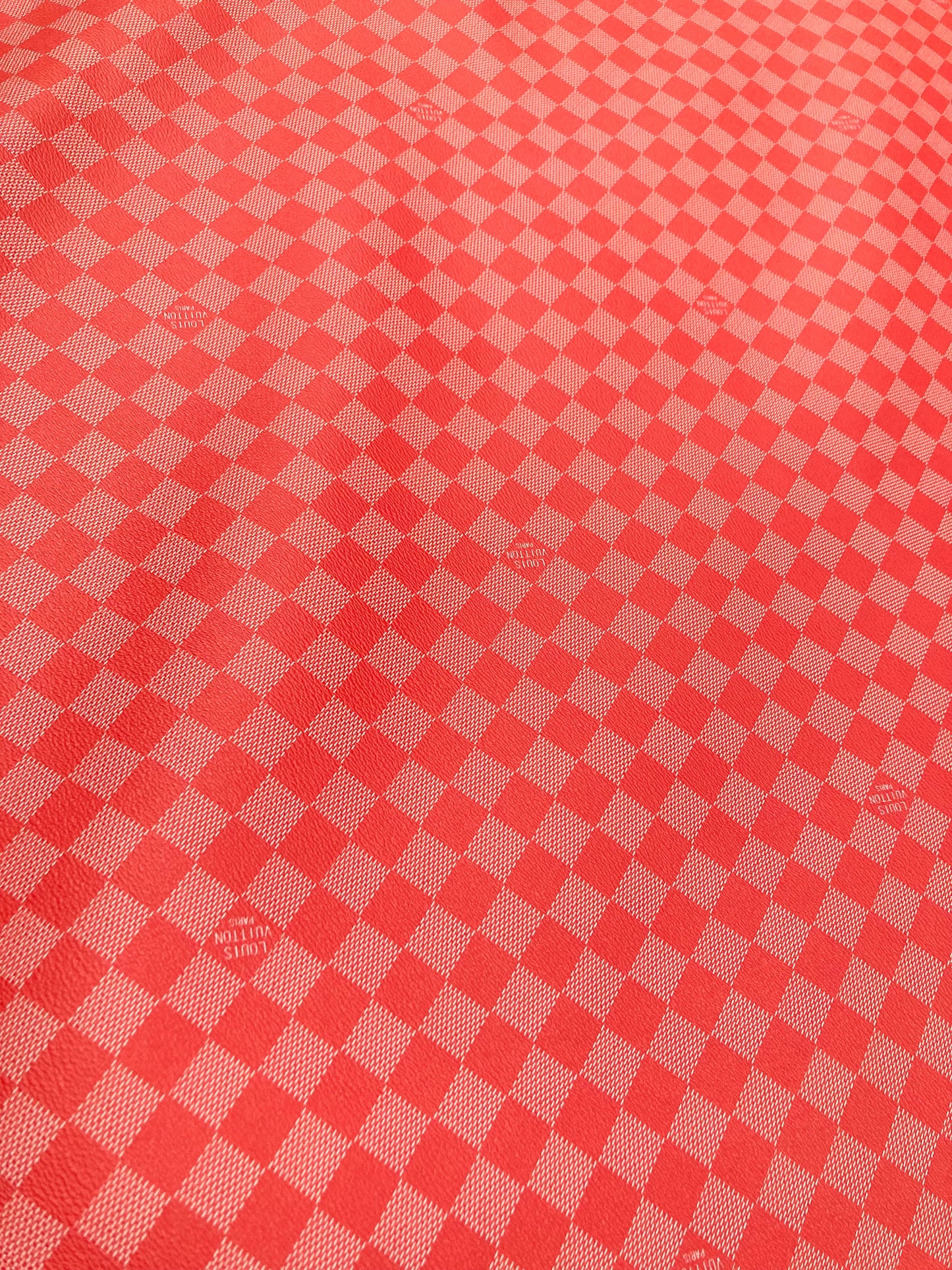 Red Damier Handmade Vinyl For Custom Sneakers Upholstery